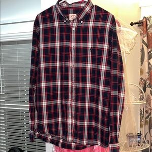 Brooks Brothers Navy and Red Plaid Button-Down Shirt